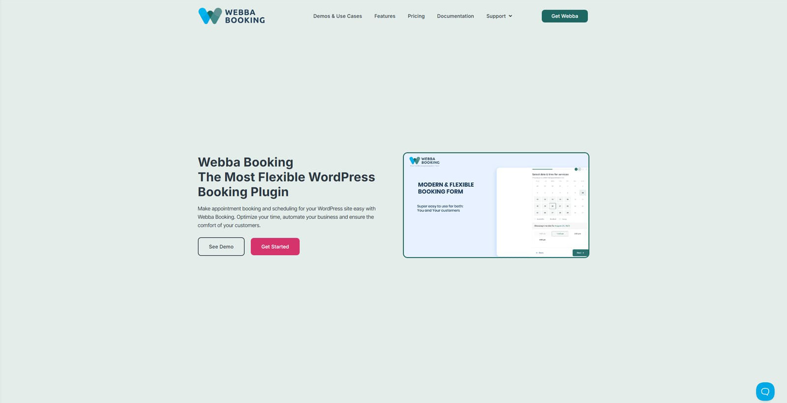 Image of Webba Booking Calendar, a modern appointment booking plugin for WordPress with multiple time slots & services selection.