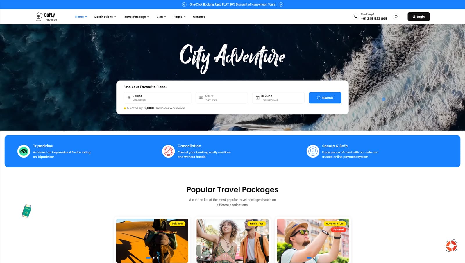 Portrait of Gofly, one of the best city guide WordPress themes with 350+ layout blocks.