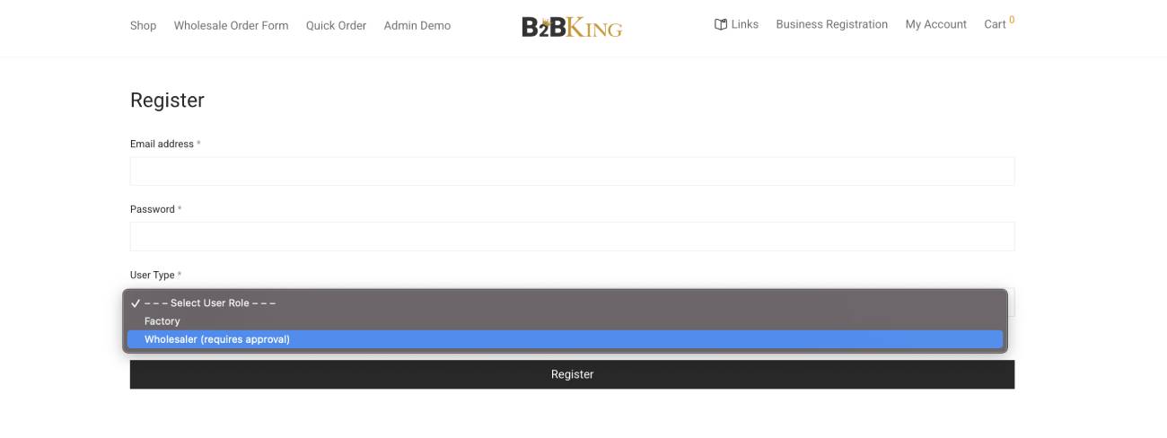 B2BKing registration.
