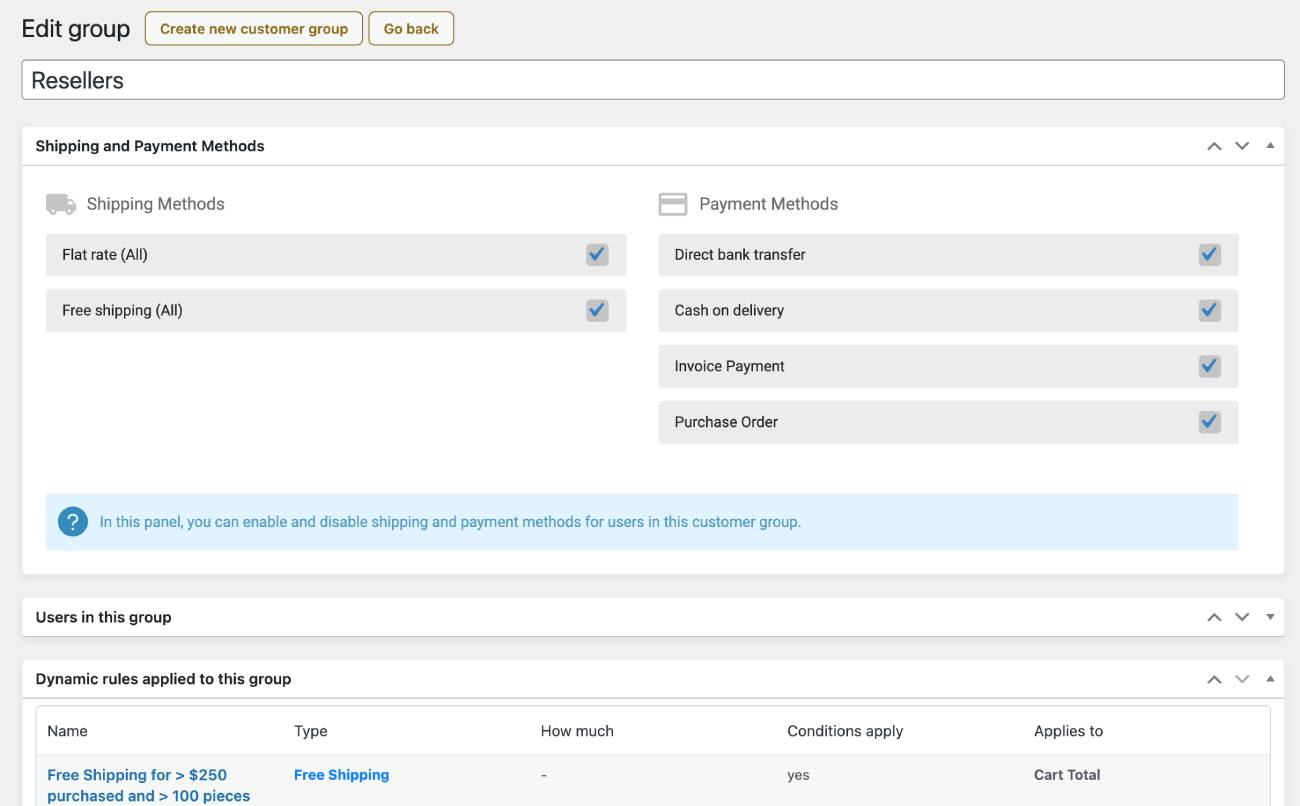 Customer groups in wholesale WooCommerce plugin.