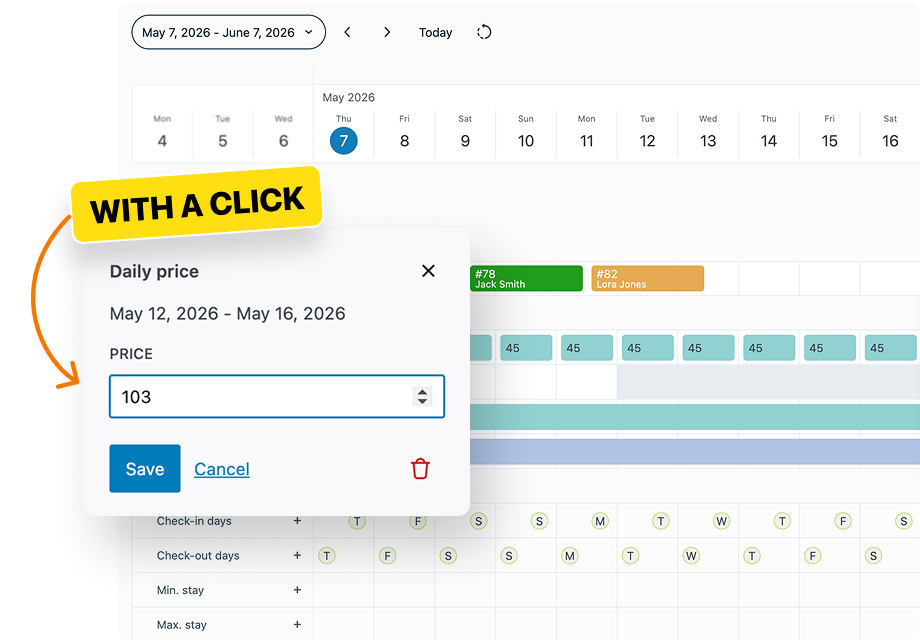 Flexible Daily Pricing with a Click