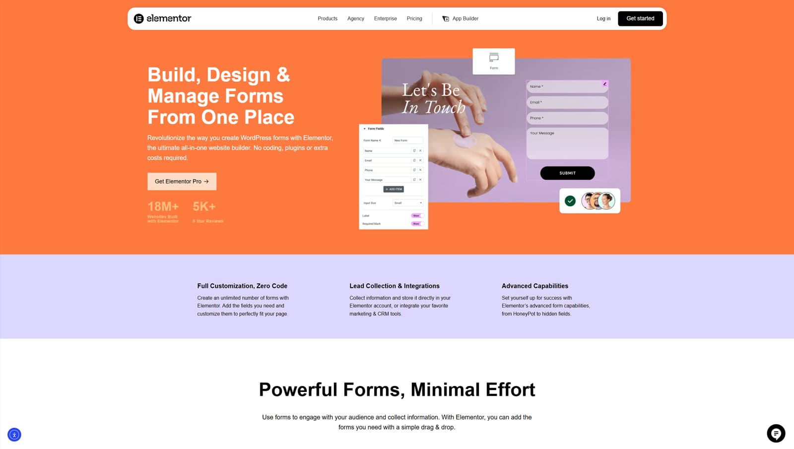 Picture of Elementor Form Builder, the best form plugin for Elementor with extensive form customization in the editor.
