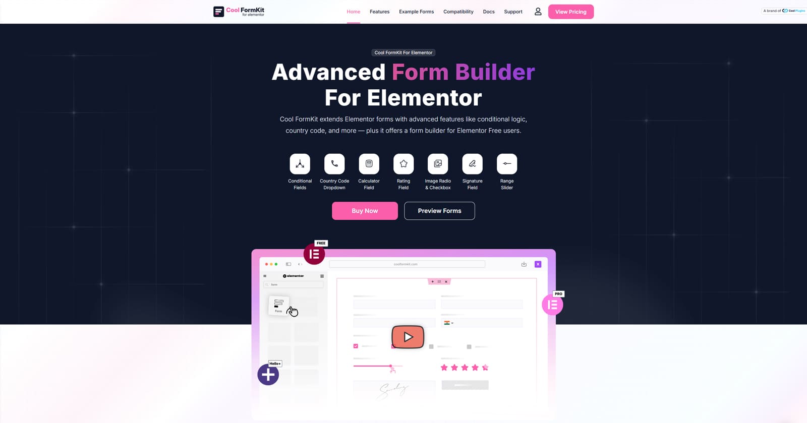 Representation of Cool FormKit, a modern contact form plugin with a wide range of advanced form fields.