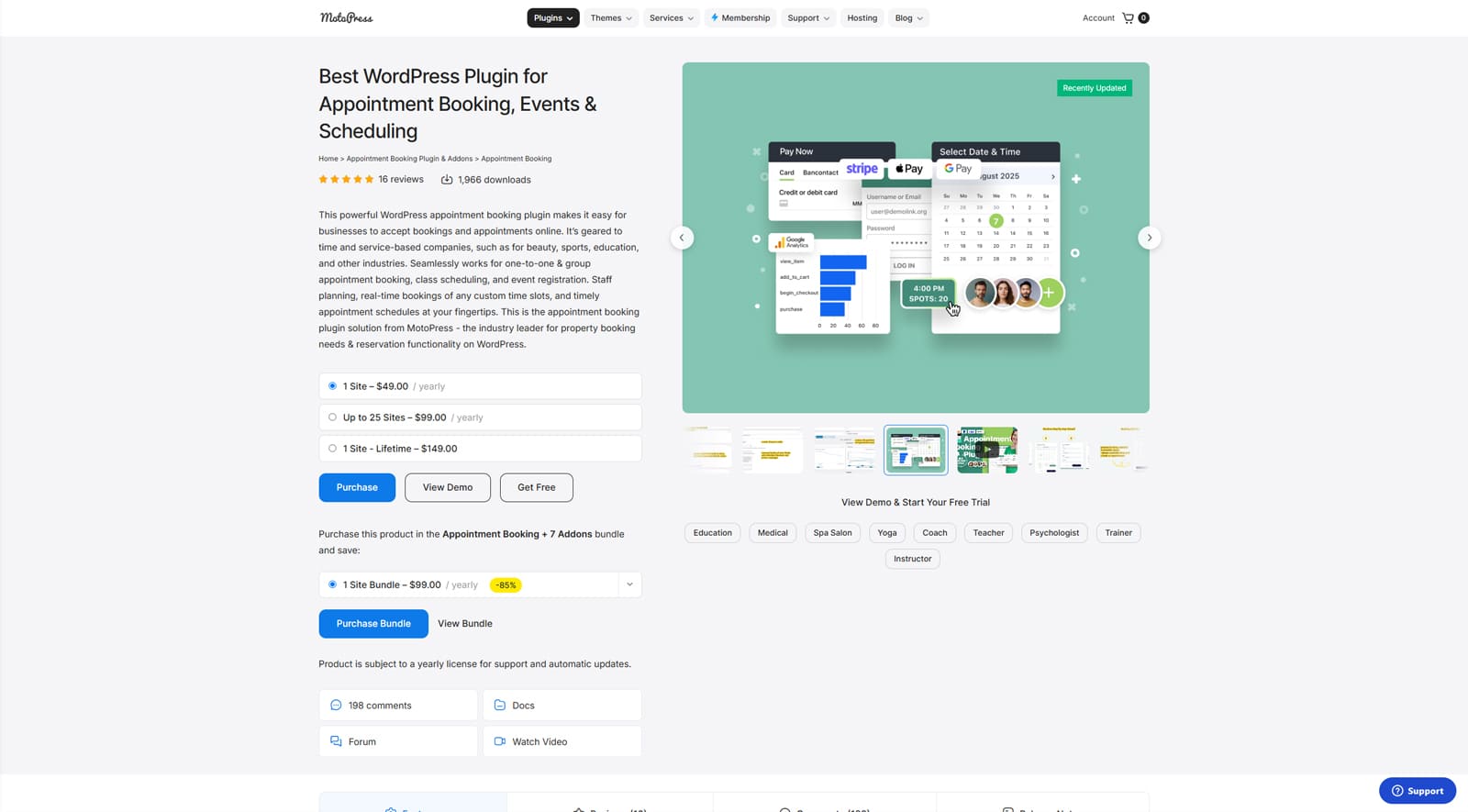Visual of Appointment Booking, a scheduling solution for WordPress with a centralized calendar for appointments.