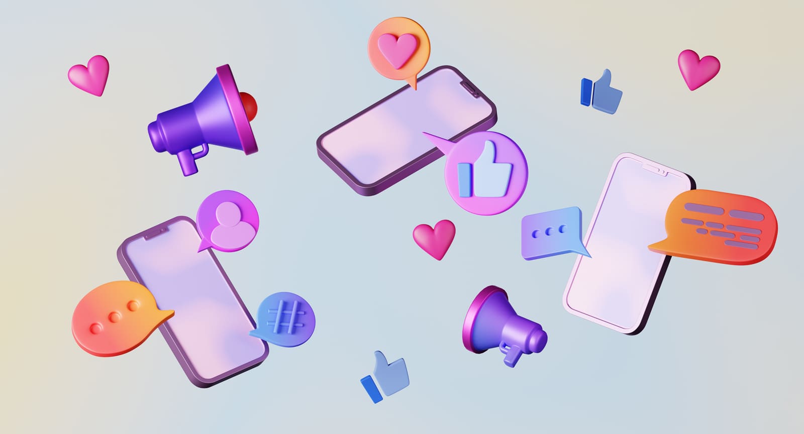 Image of social media likes, messages, and comments suitable for virtual events.