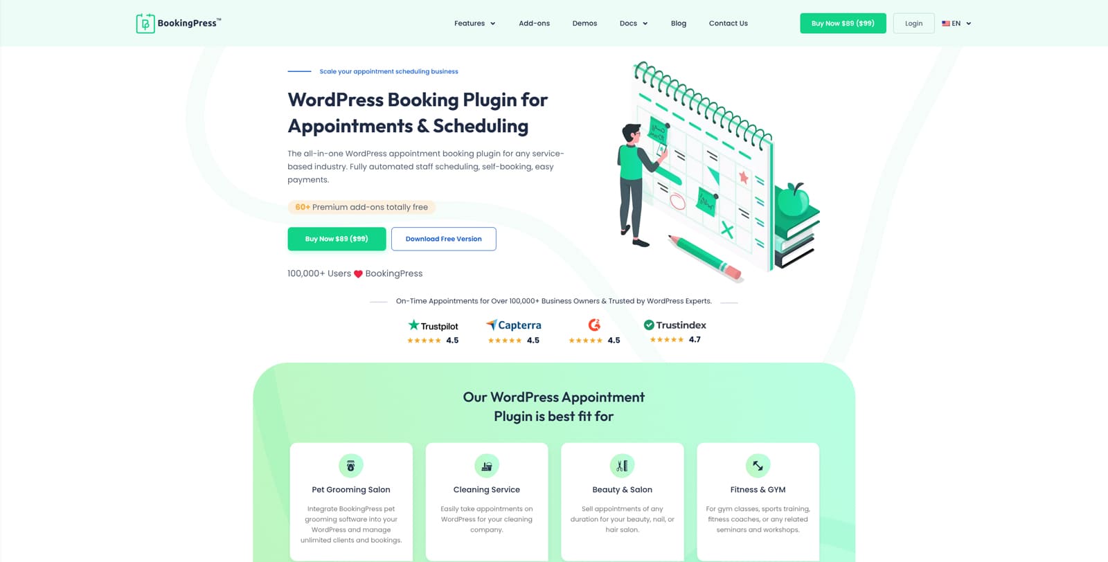 Portrait of BookingPress, the best form plugin for Elementor with useful admin tools.