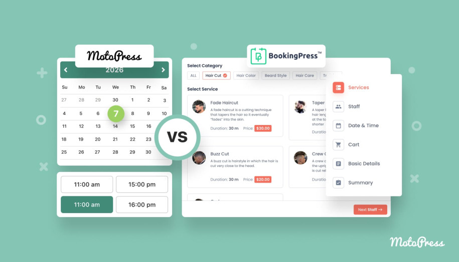 Featured image of comparison between BookingPress and Appointment Booking WordPress plugins