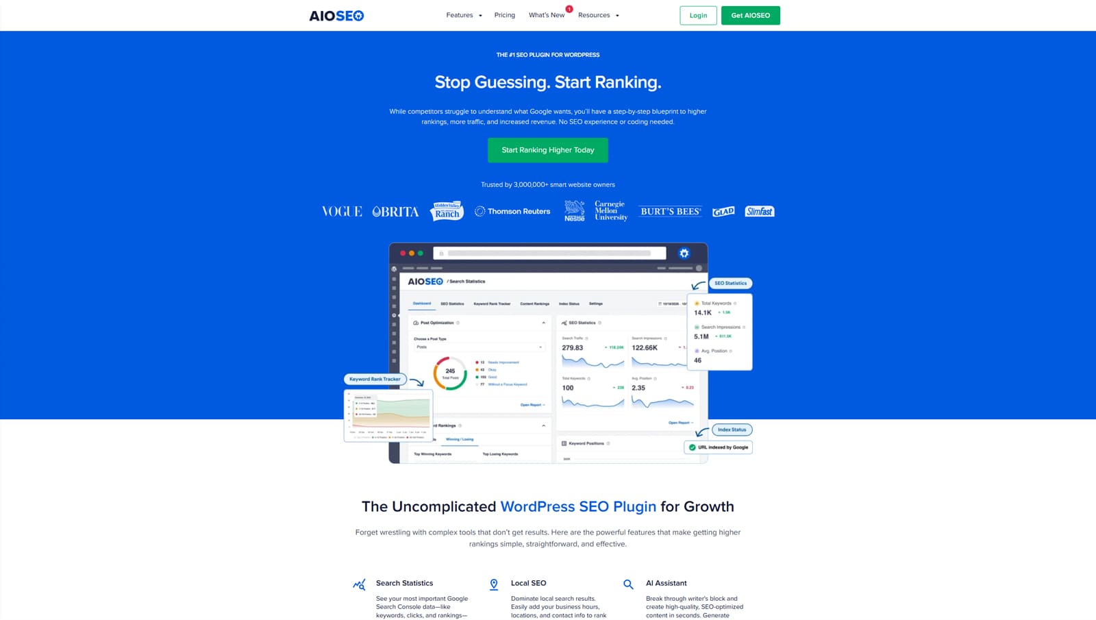 Graphic of All in One SEO, a comprehensive set of tools for SEO with access to search statistics.