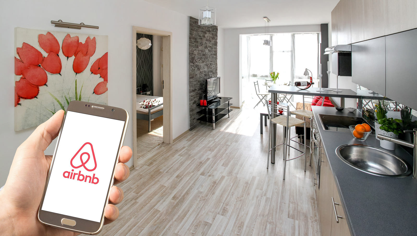 Photograph of an apartment rented through Airbnb.