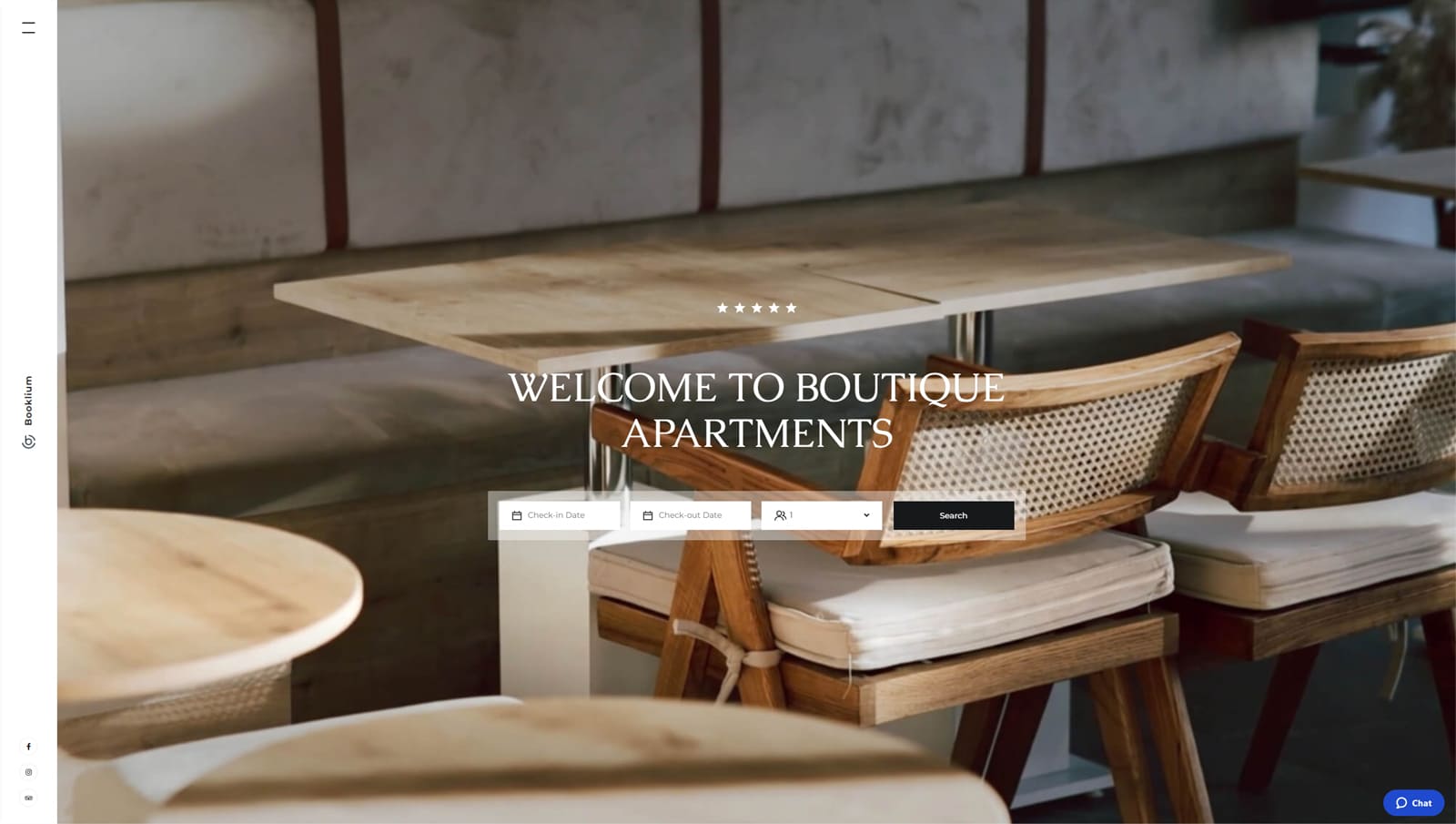 Graphic of the Booklium theme for a WordPress hotel website.