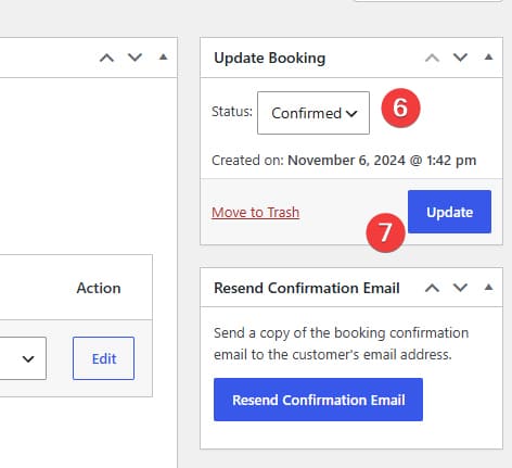 Picture of updating an appointment booking received through a booking request form.