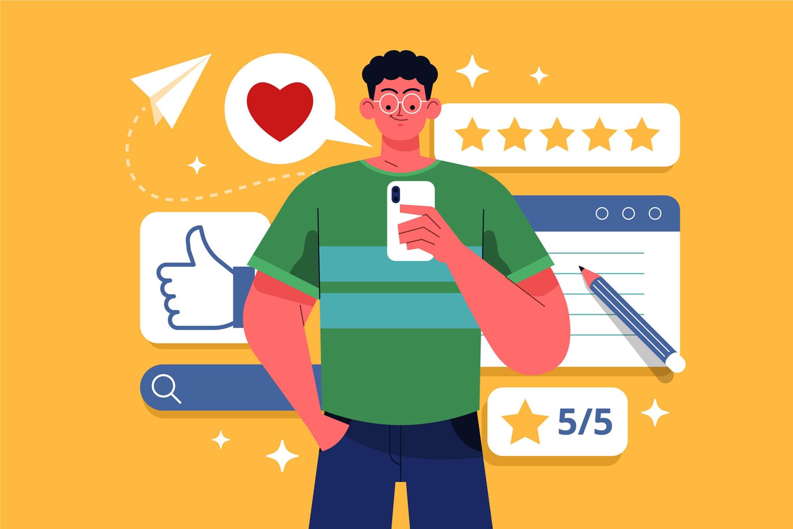 Snapshot of a man checking out hotel reviews.