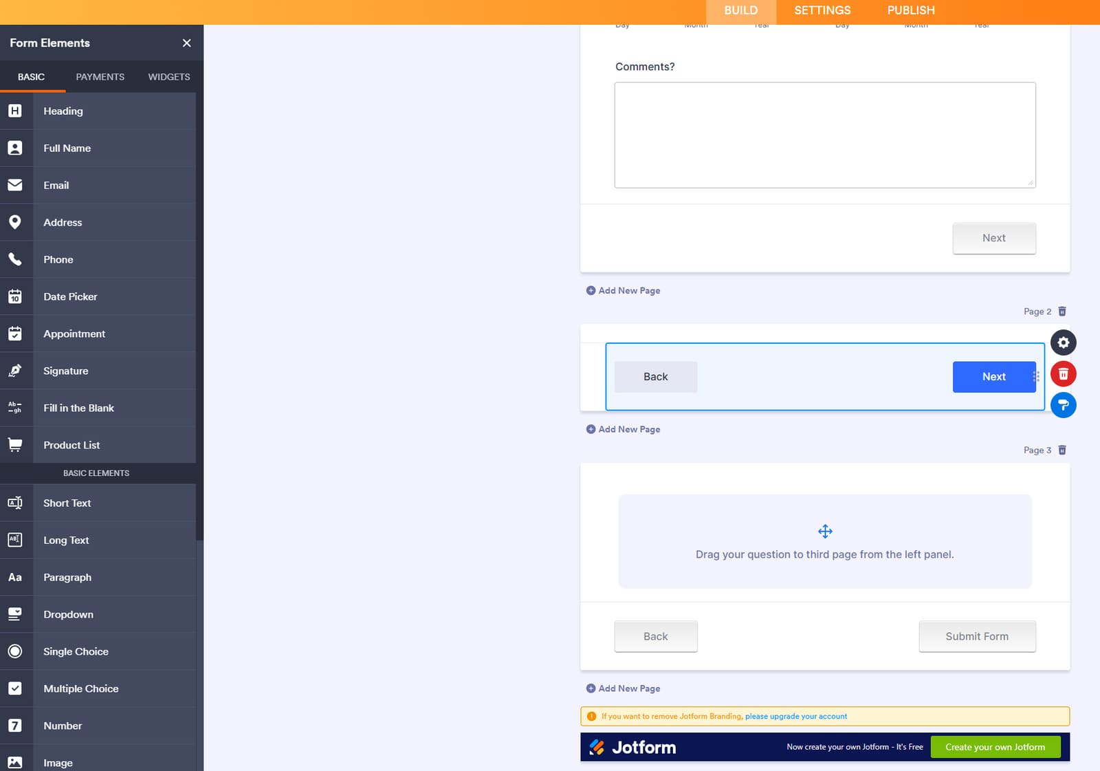 Image of adding new booking request form elements.