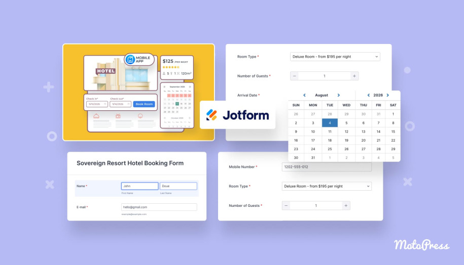 Featured image of options for a booking request form.