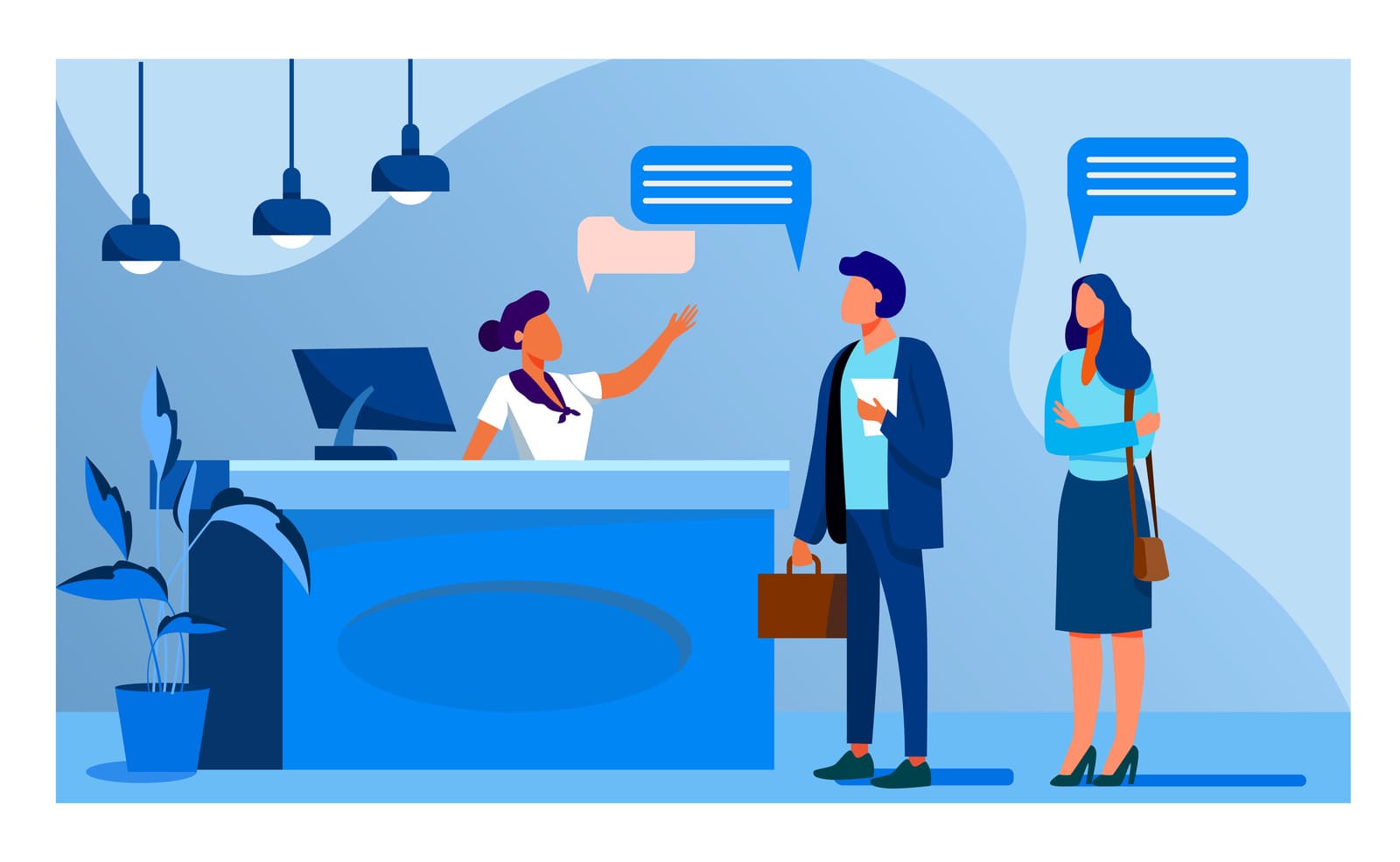 Graphic of check-in procedure happening at a vacation rental property.