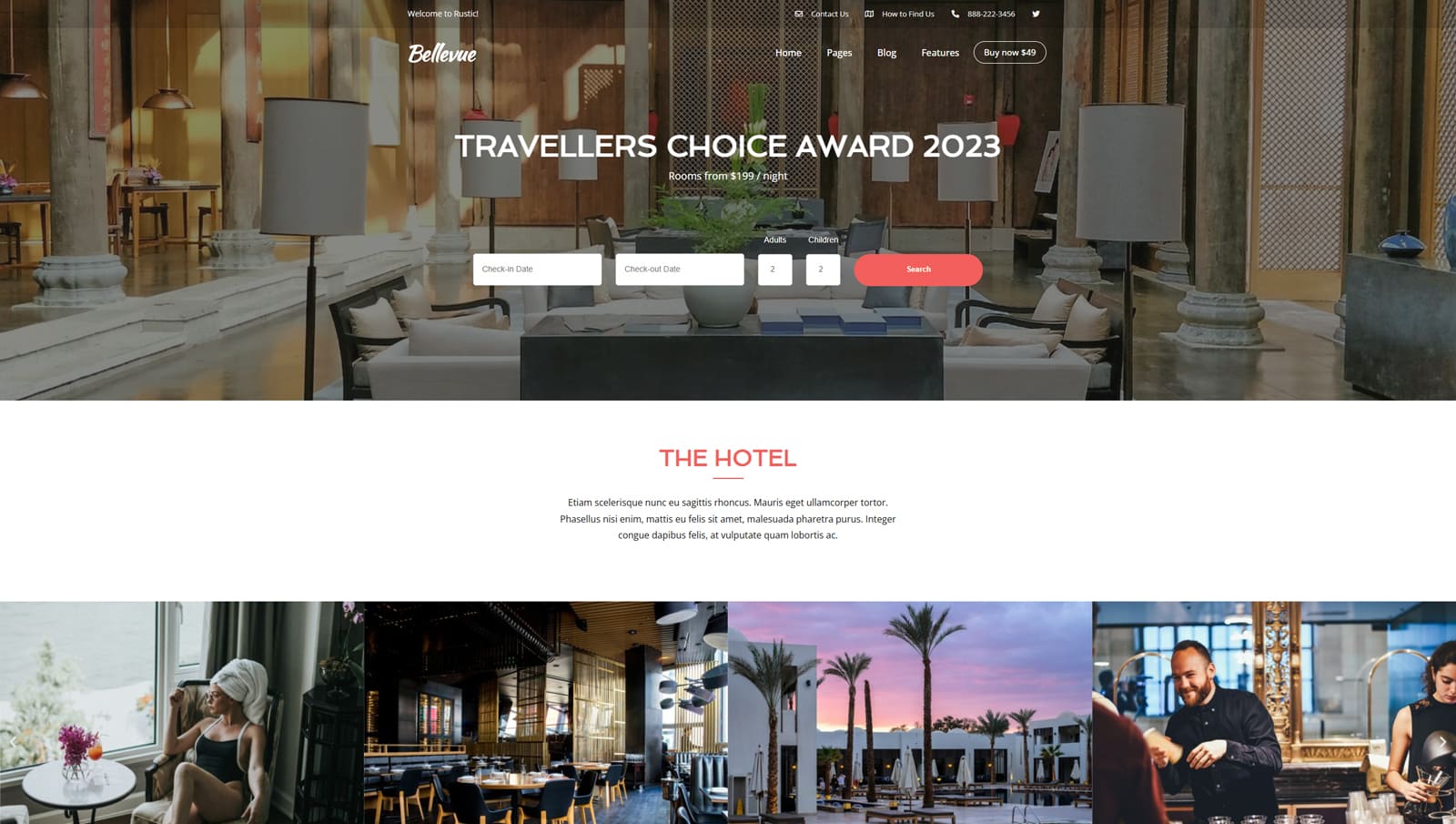 Photograph of Bellevue, a stunning hotel theme for WordPress with 15+ homepage designs.