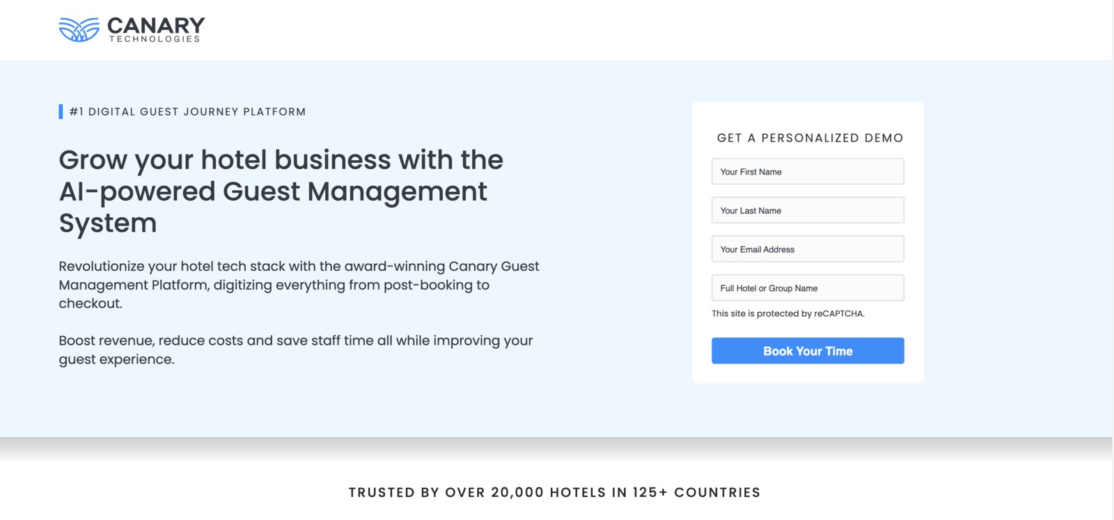Screenshot of the Canary Technologies hotel text messaging system.