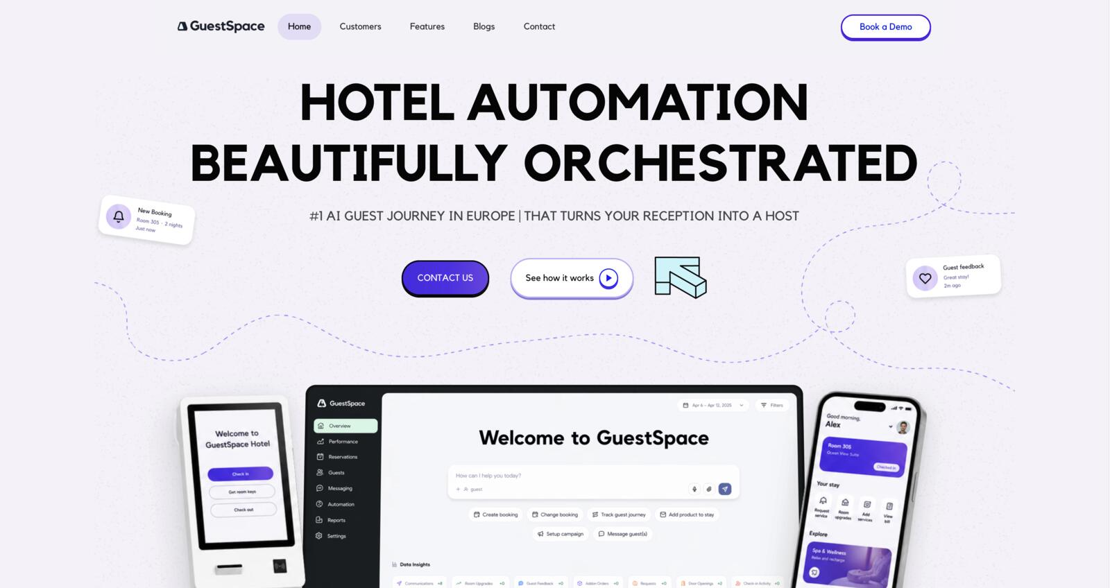 Screenshot of the GuestSpace homepage.