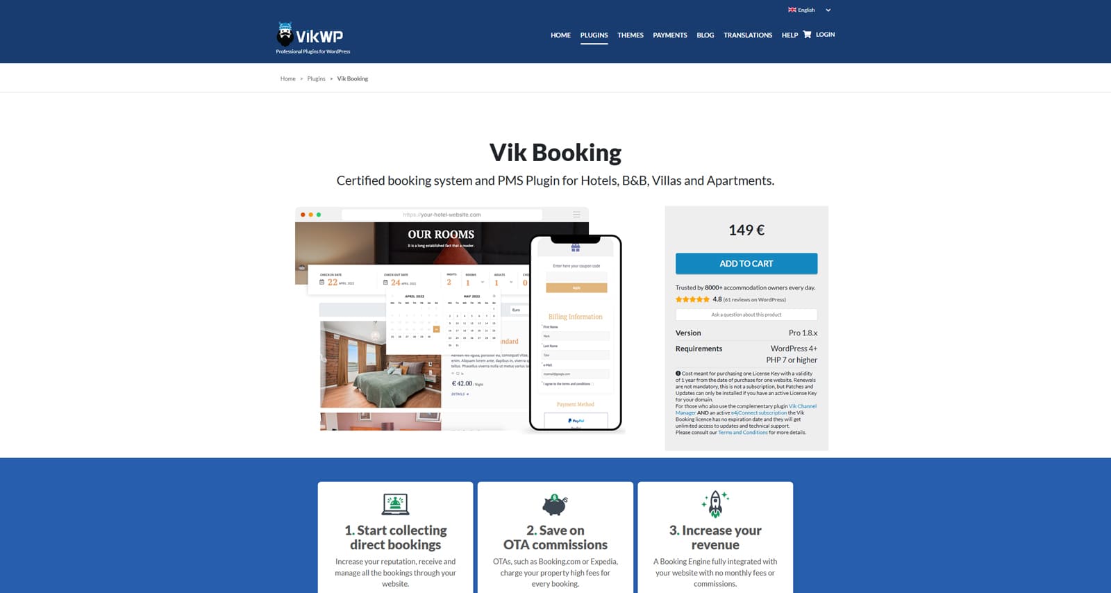 Photograph of Vik Booking, an Airbnb WordPress plugin with a customizable frontend booking process.