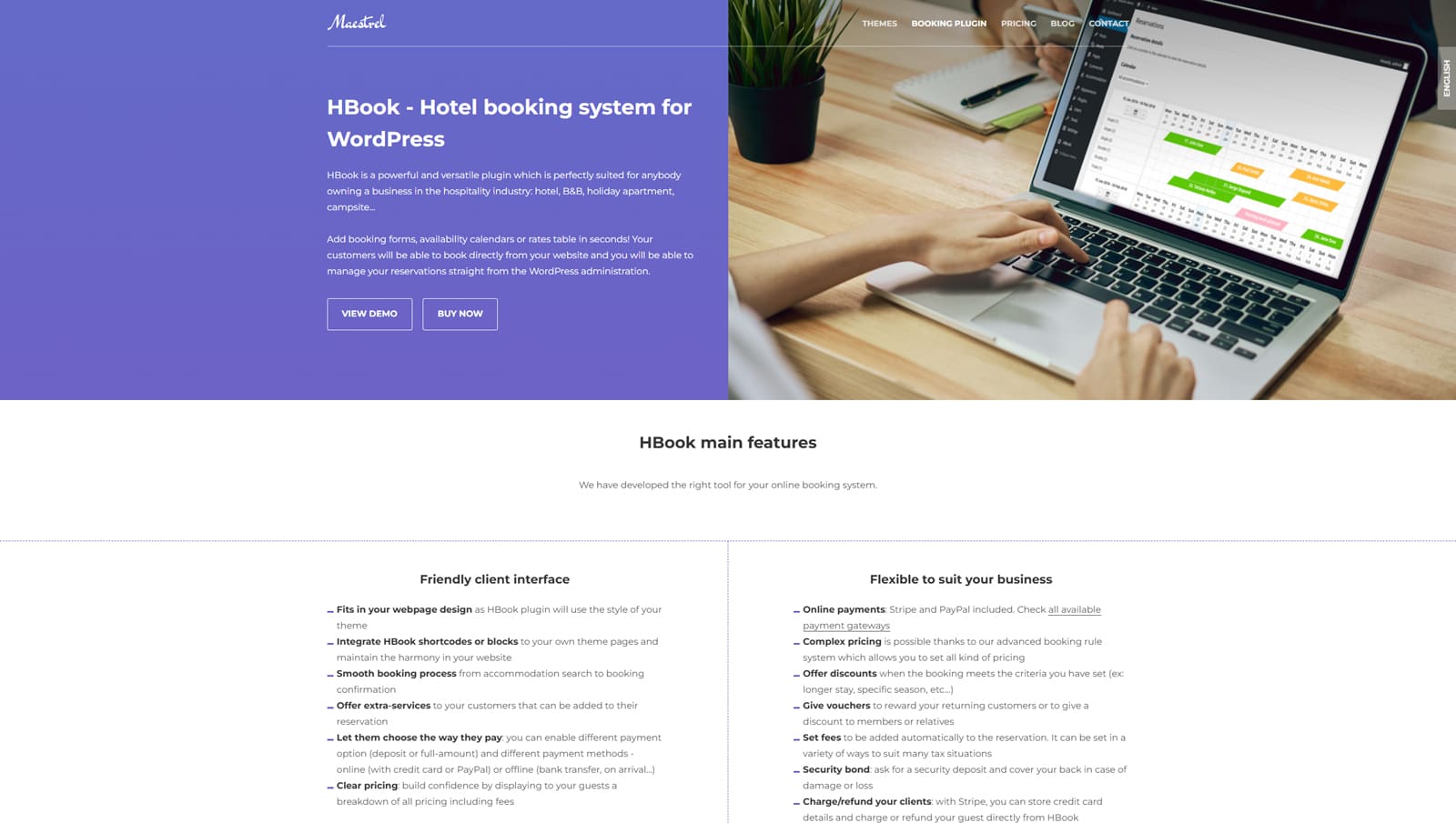 Representation of HBook, a flexible WordPress booking solution with iCal support for booking synchronization.