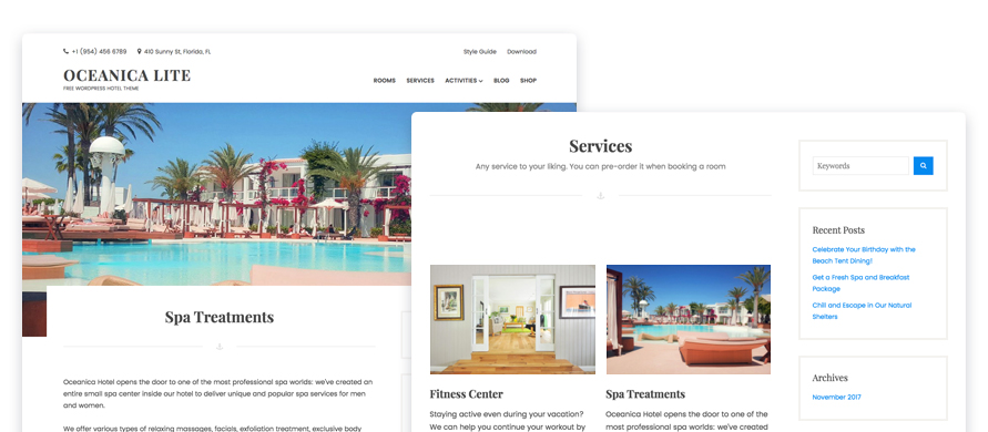 Free WordPress Theme for Apartment Rentals - Oceanica Lite by MotoPress