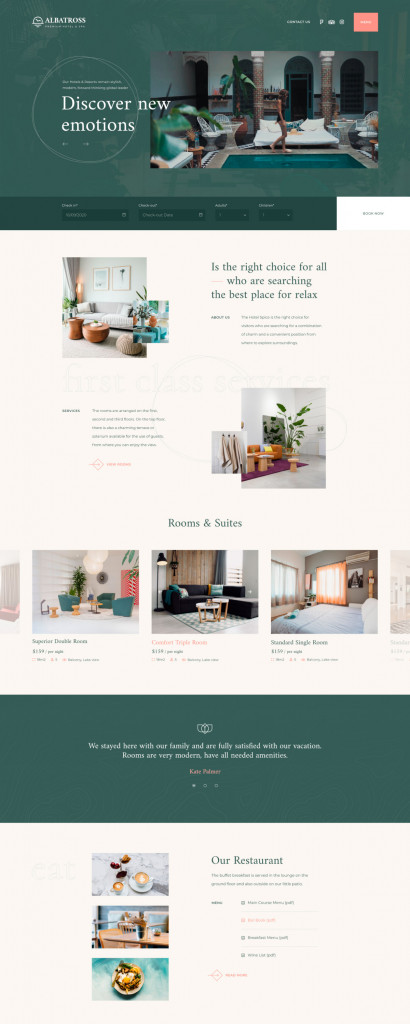 Best Free WordPress Hotel Theme - Albatross by MotoPress